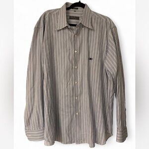 Salvatore Ferragamo Gray Striped Button Down Shirt